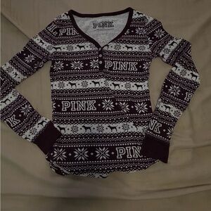 Victoria’s Secret PINK Pajama Top Women’s Small Burgundy